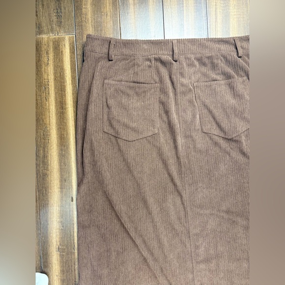 Cider Plus Size 2X Brown Corduroy Midi Maxi High Waisted Skirt Pockets - Picture 8 of 11